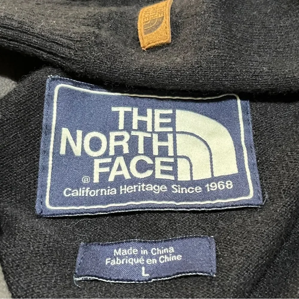 THE NORTH FACE Black Wool Blend‎ 1/4 Zip Sweater Sz Large Long Sleeve Pullover